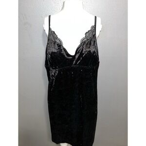 Apt 9 Velvet Slip Dress FAIRY GOTH GRUNGE Black Stretchy Lace Trim XXL Baby Doll